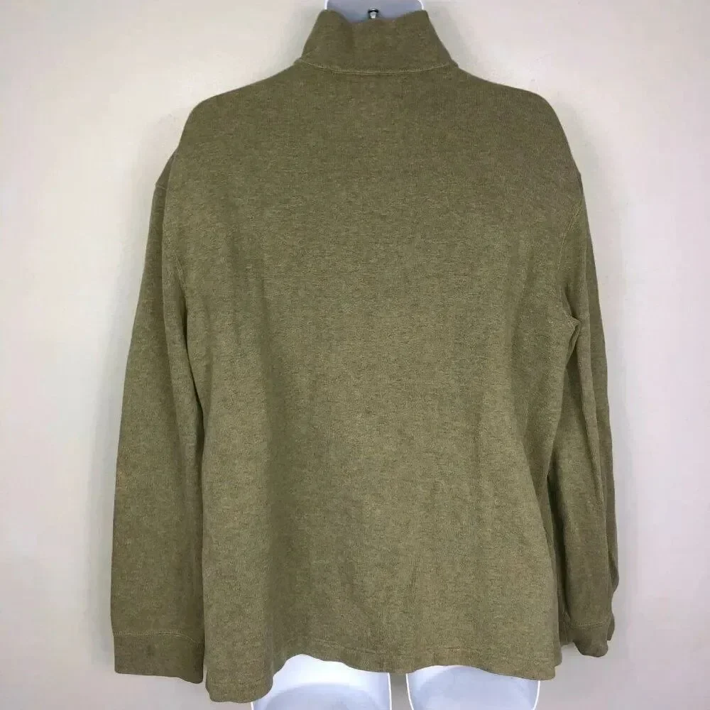 Vintage 90s Ralph Lauren Polo Mens XL Sweater Green Long Sleeve 1/4 Zip